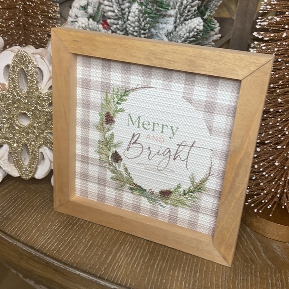 NEW! Farmhouse Holiday Farmhouse Gray & White Buffalo Check Christmas Sign - Picture 5 of 5